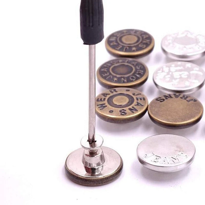Adjustable No-Sew Jeans Button Kit (9 Pieces) - Image 5