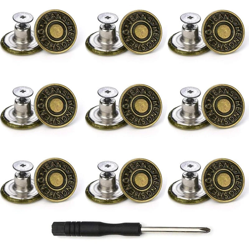 Adjustable No-Sew Jeans Button Kit (9 Pieces) - Image 7