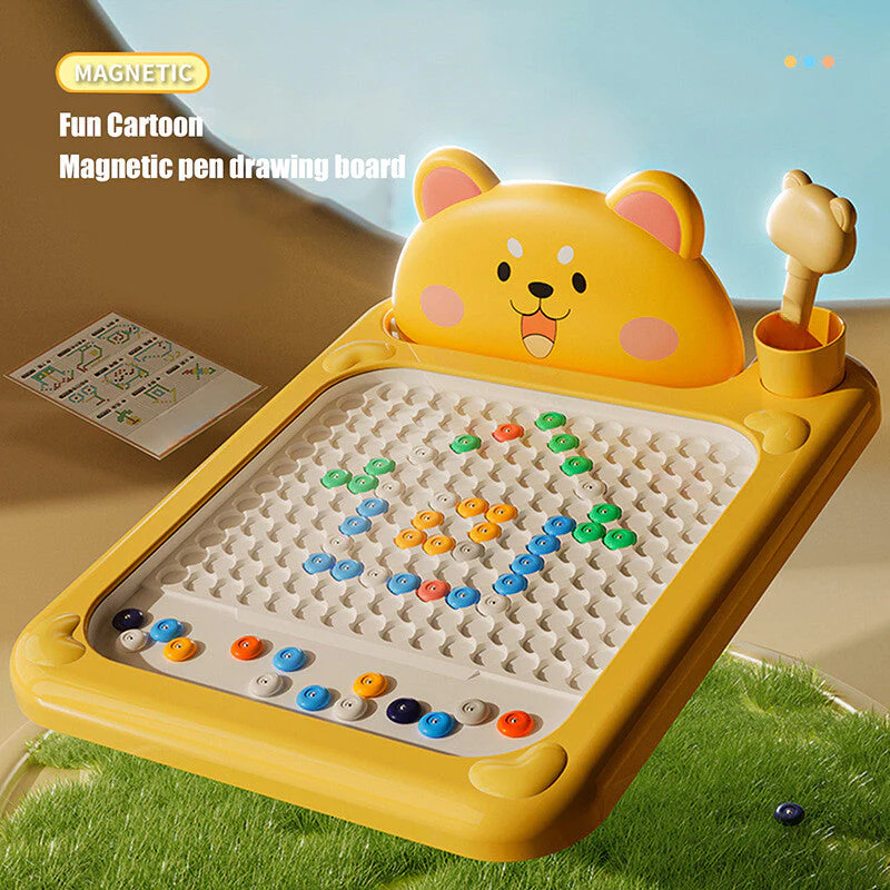 Cartoon Magnetic Drawing Board – Shiba & Bear Dot Art Toy for Kids - Image 5