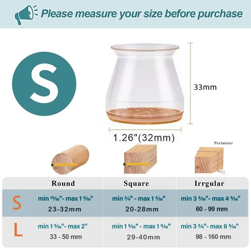 Clear Silicone Chair Leg Caps with Integrated Felt Pads - Image 12