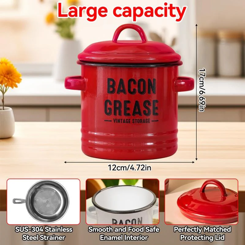 OilPot Bacon Grease Container with Strainer - Image 3