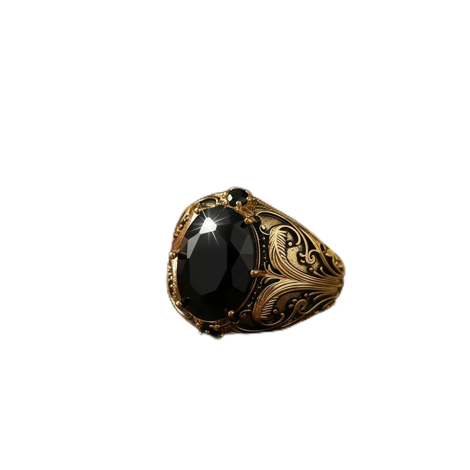 Engraved Mens Black Stone Ring - Image 10