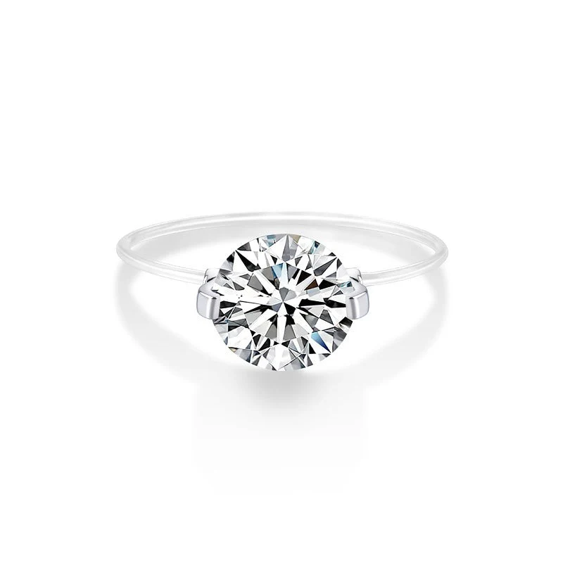 Floating Solitaire Moissanite Ring - Image 9