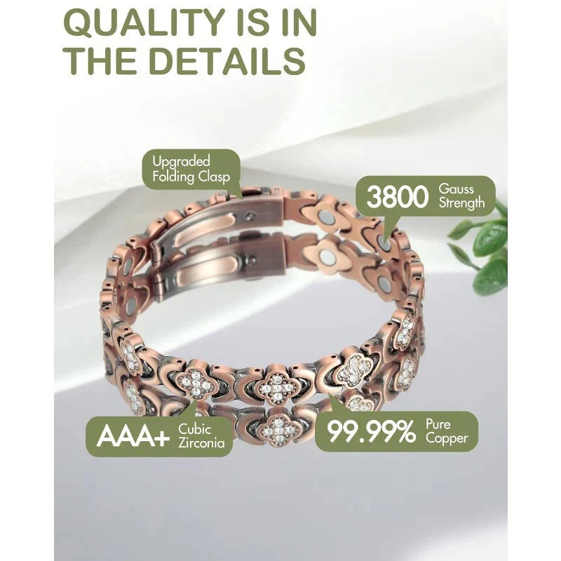 GlamClover Infinity Clover Copper Magnetic Bracelet with Adjuster - Image 3