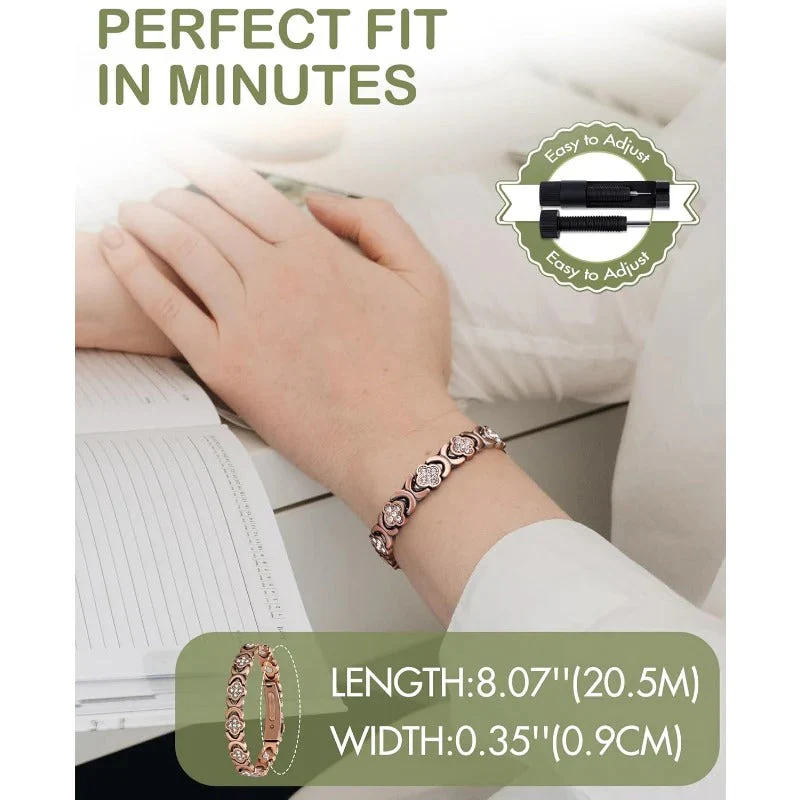 GlamClover Infinity Clover Copper Magnetic Bracelet with Adjuster - Image 4