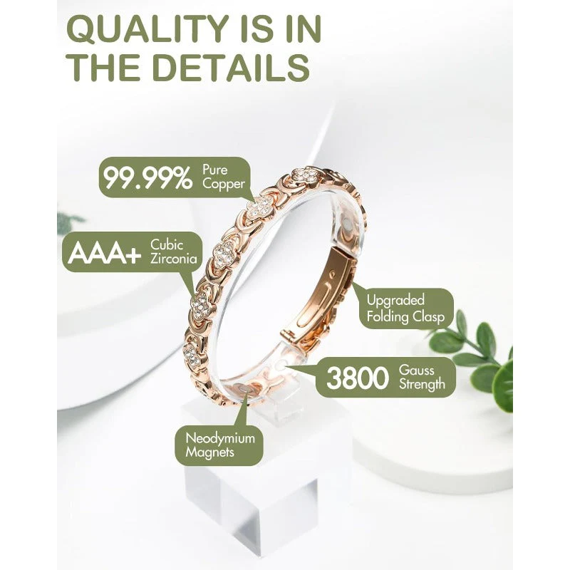 GlamClover Infinity Clover Copper Magnetic Bracelet with Adjuster - Image 7