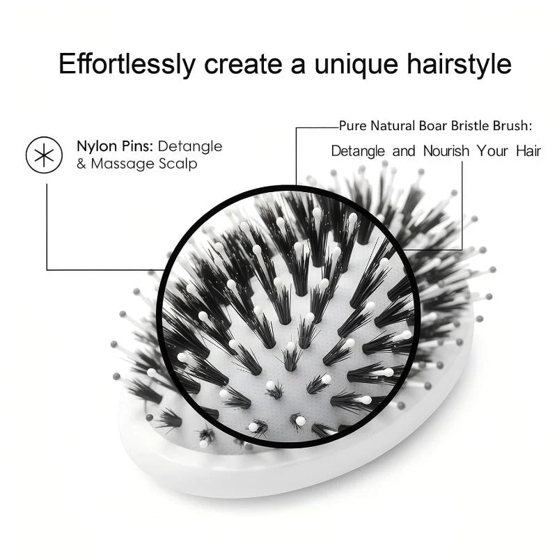 Natural Boar Bristle Hair Brush - Image 3