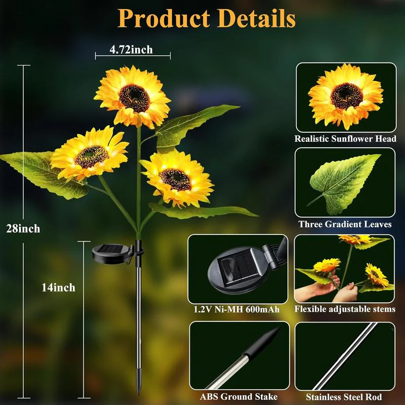 Solar LED Sunflower Garden Lights - Image 6