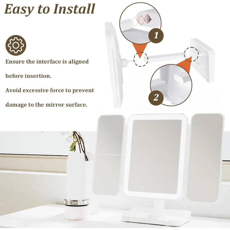 Tri-Fold LED Makeup Mirror - Image 2