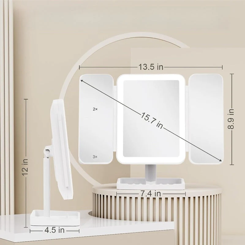 Tri-Fold LED Makeup Mirror - Image 8